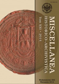 Miscellanea Historico-Archivistica, tom XXI