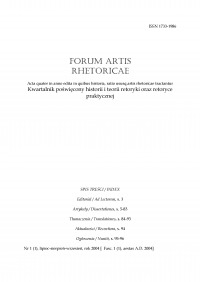 Forum Artis Rhetoricae Nr 1 (1), lipiec-sierpien-wrzesien, rok 2004