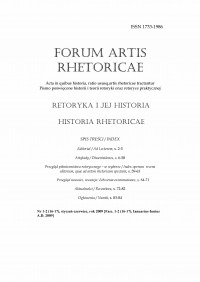 Forum Artis Rhetoricae Nr 1-2 (16-17), styczeń-czerwiec, rok 2009