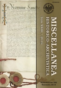 Miscellanea Historico-Archivistica, tom XXIII